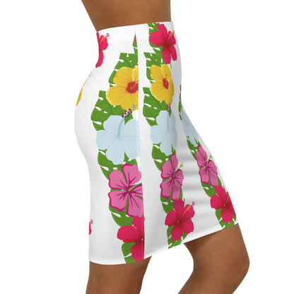 Aloha Flowers Women's Mid-Waist Pencil Skirt (AOP)