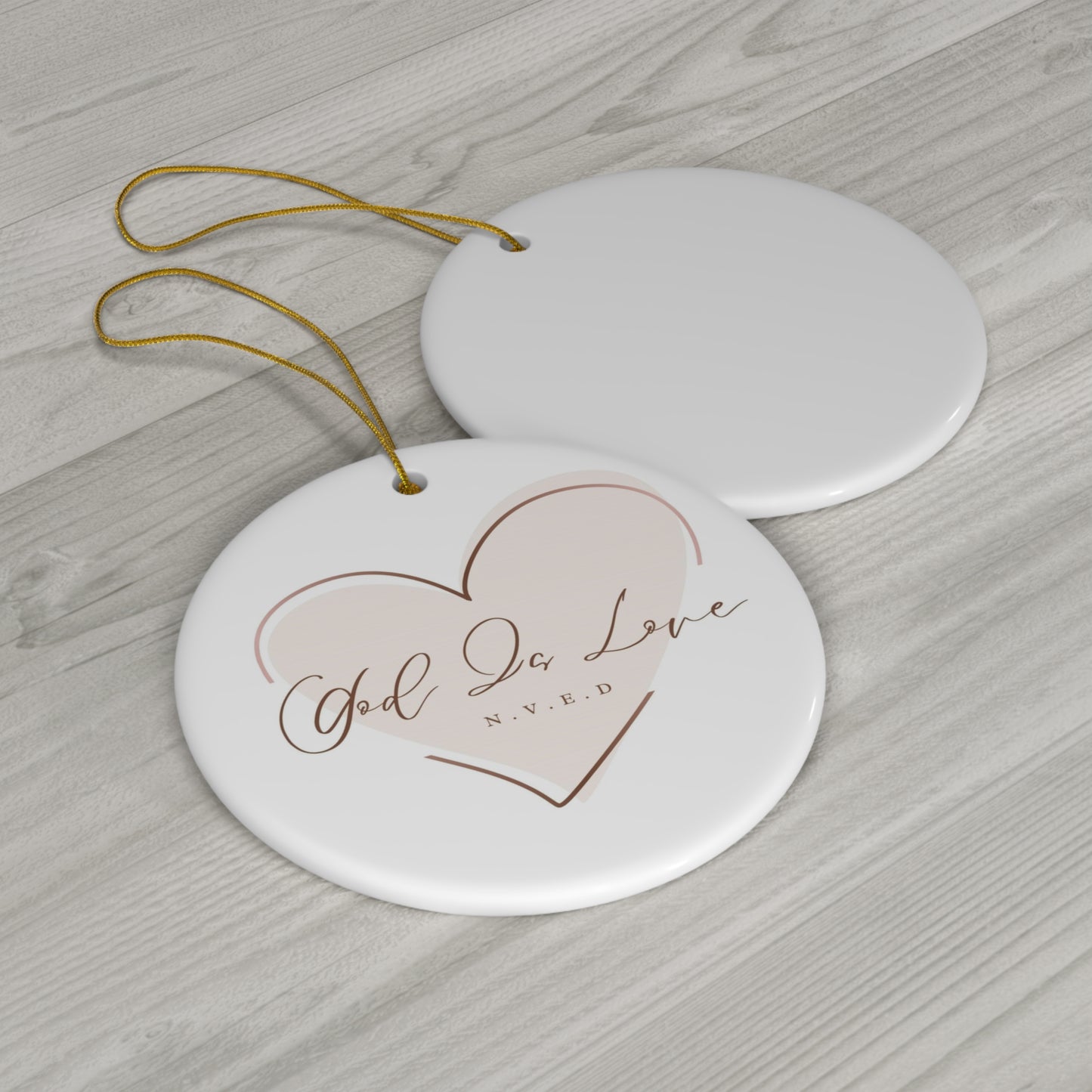 God Is Love Christmas Ceramic Ornament, 3 Shapes