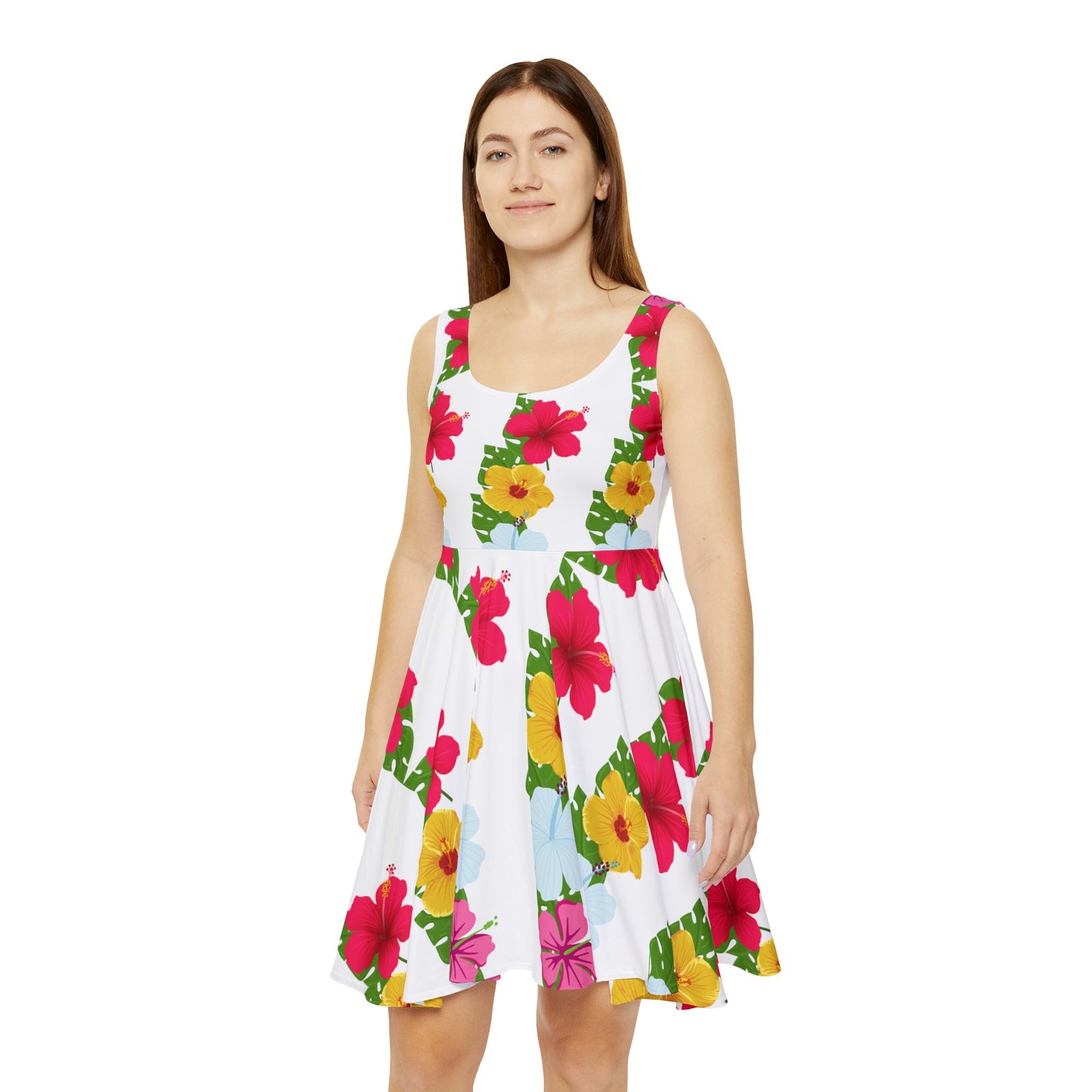 Hawaiian Floral Skater Dress Summer