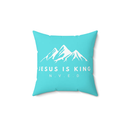 Jesus Is King Teal Pillow, Spun Polyester Square Pillow