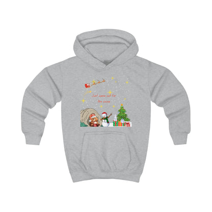 Kids Hoodie — Starry Night Christmas Bear with Hot Cocoa & Santa Sleigh