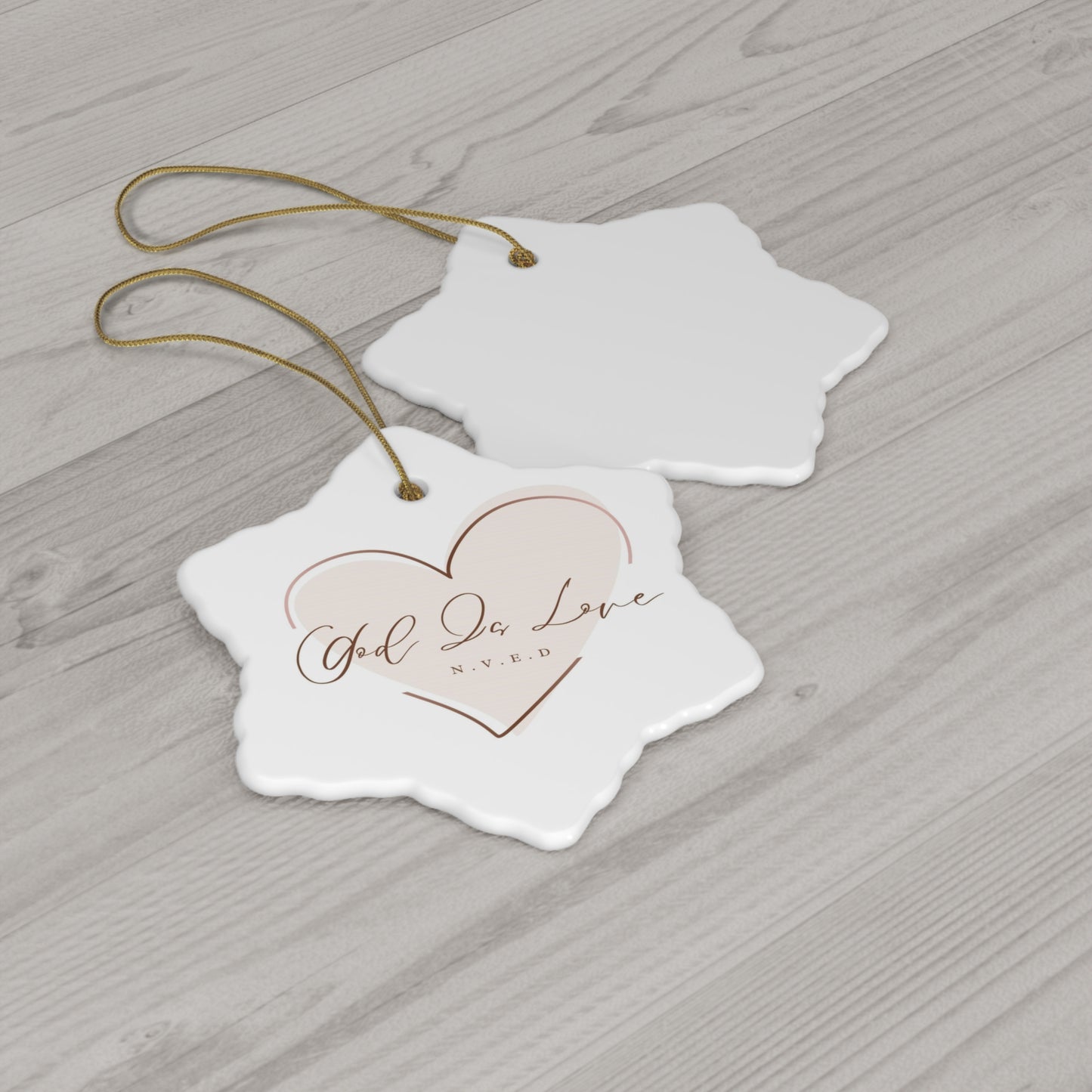 God Is Love Christmas Ceramic Ornament, 3 Shapes