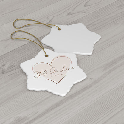 God Is Love Christmas Ceramic Ornament, 3 Shapes