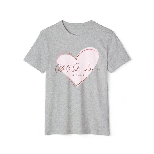 Organic Cotton T-Shirt, Unisex Jersey Short Sleeve Crew Neck T-Shirts, Women's, God, Gift, Religious, Love, faith, Heart, peace, Soft Cotton, USA Made, Christmas