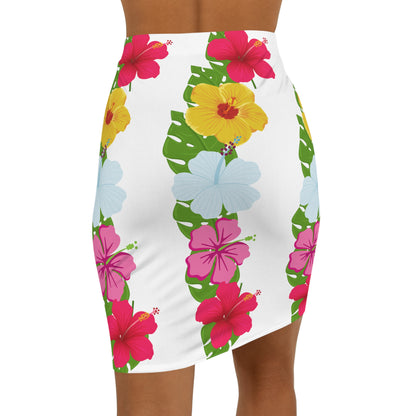 Aloha Flowers Women's Mid-Waist Pencil Skirt (AOP)