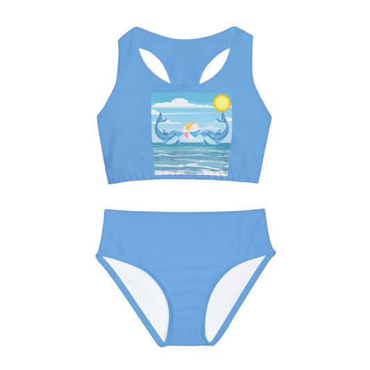 Dolphins Play Girls Two Piece Swimsuit (AOP)