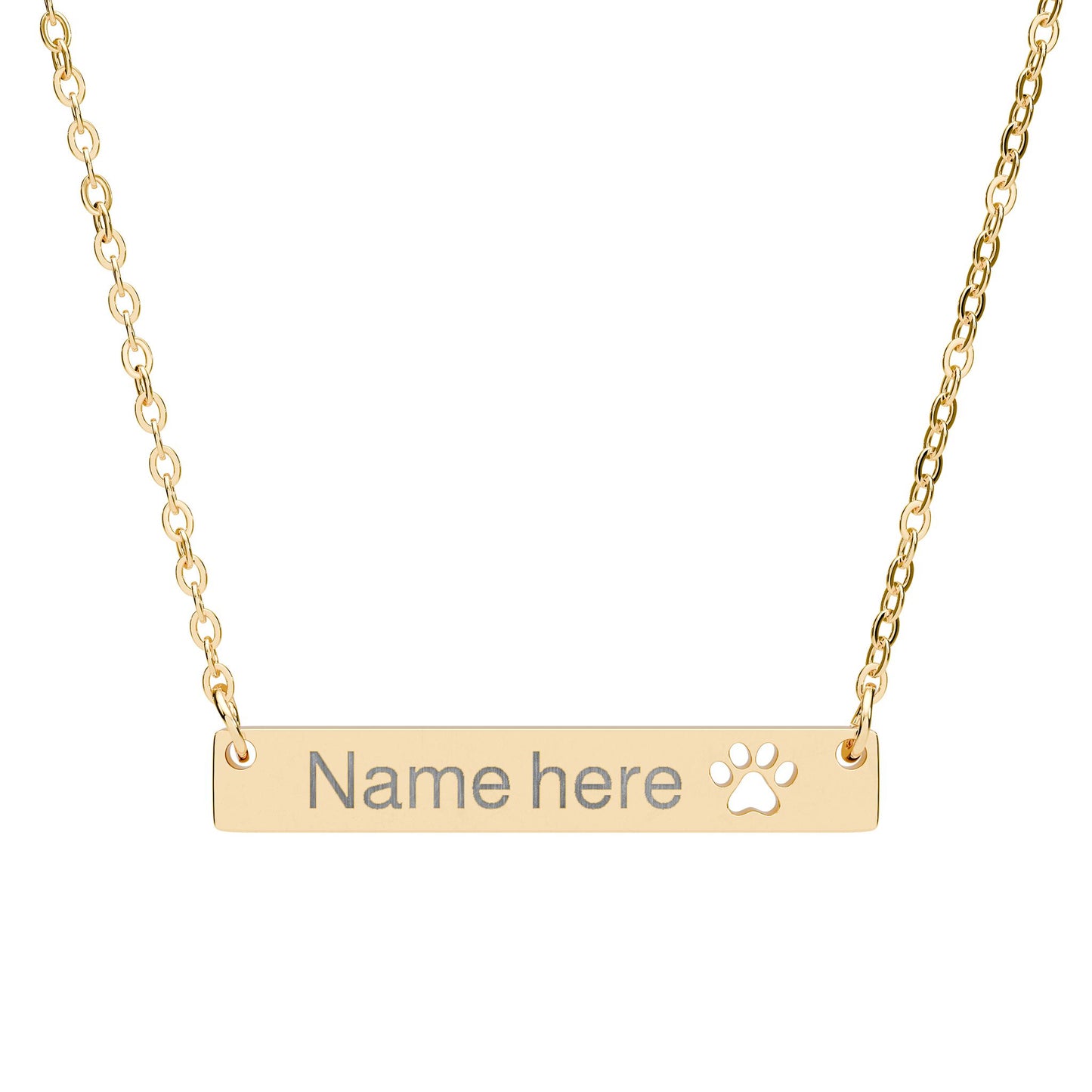 Personalize Cutout Paw Bar Necklace (Engraving)