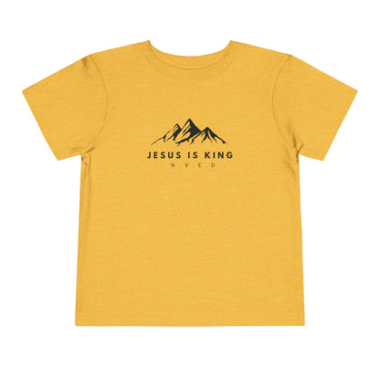 Toddler Short Sleeve T-Shirt, Cotton, Jesus Is King, Crew neck T-shirt, Matching family T-shirt, Christian faith, and love