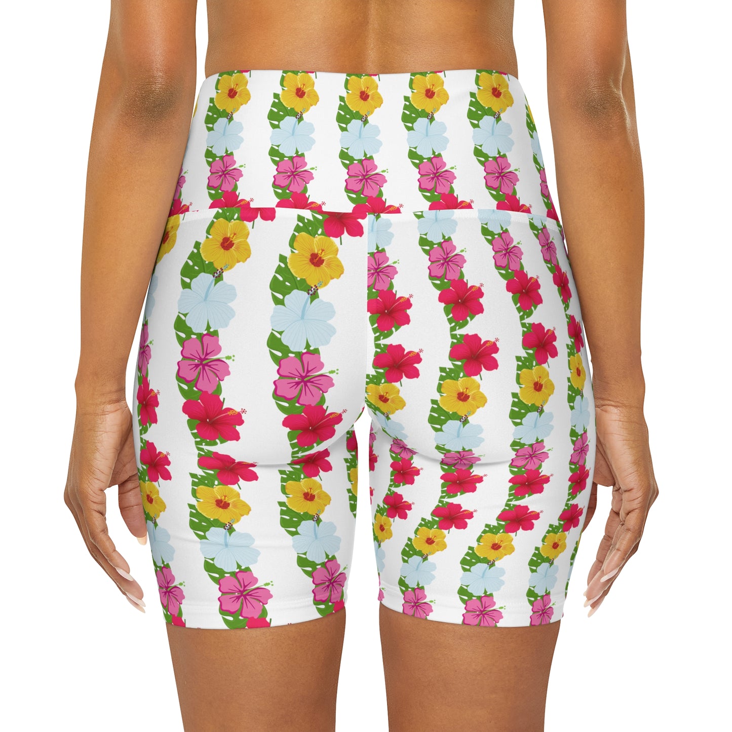 Hawaiian Flowers High Waisted Yoga Shorts