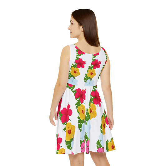 Hawaiian Floral Skater Dress Summer