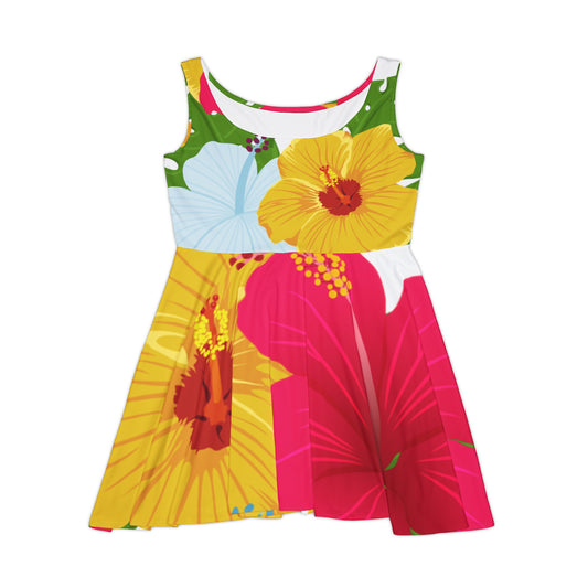Summer Hibiscus Dress Women's Skater Dress (AOP)