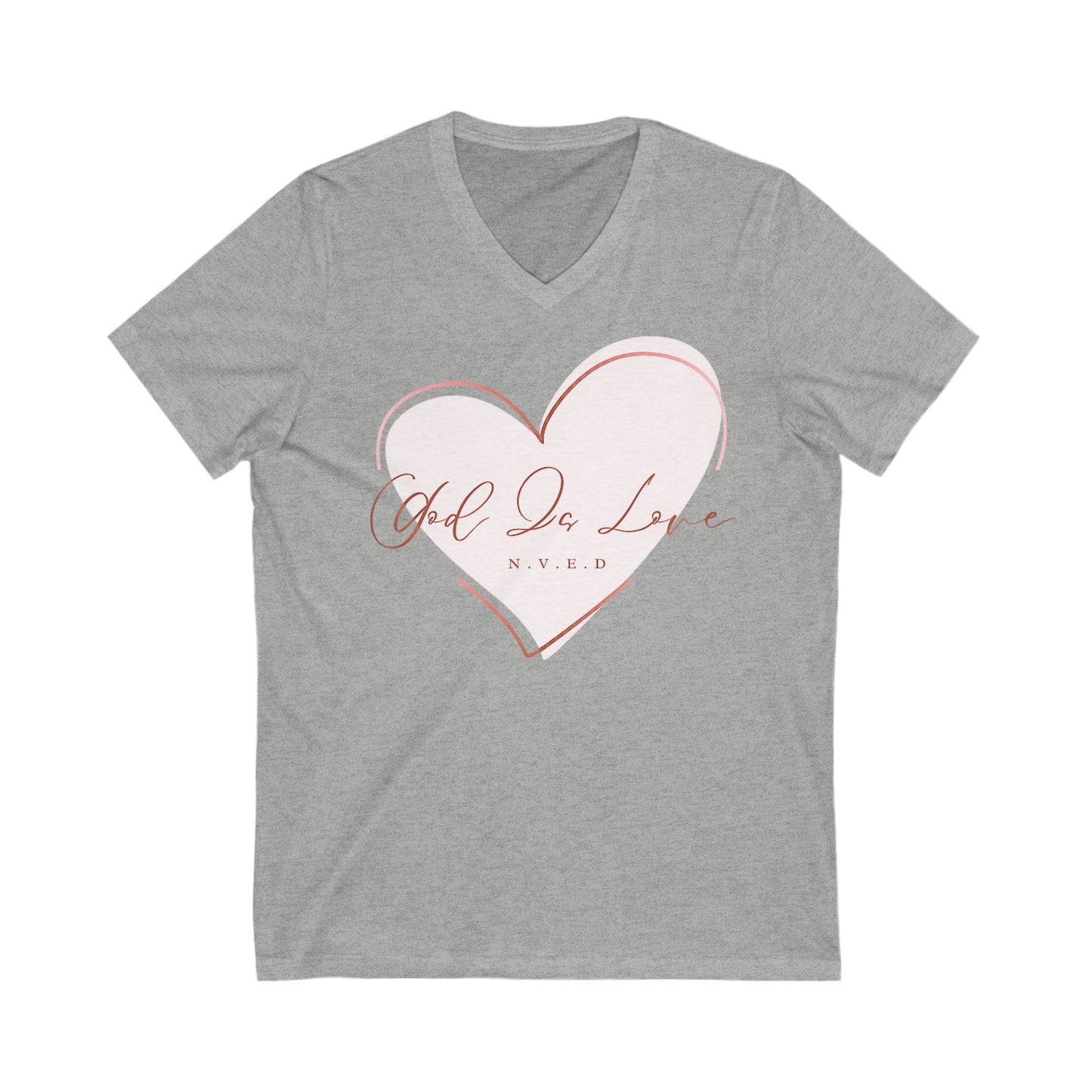 Unisex Jersey Short Sleeve V-Neck T-Shirts, Women's, God, Gift, Religious, Love, USA MADE