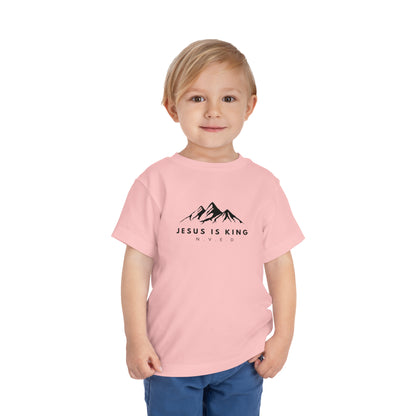 Toddler Short Sleeve T-Shirt, Cotton, Jesus Is King, Crew neck T-shirt, Matching family T-shirt, Christian faith, and love
