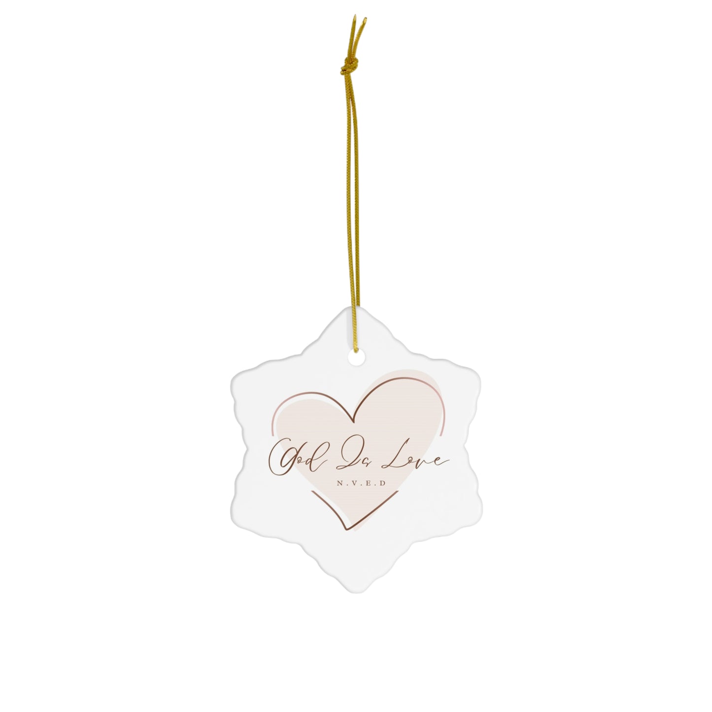 God Is Love Christmas Ceramic Ornament, 3 Shapes