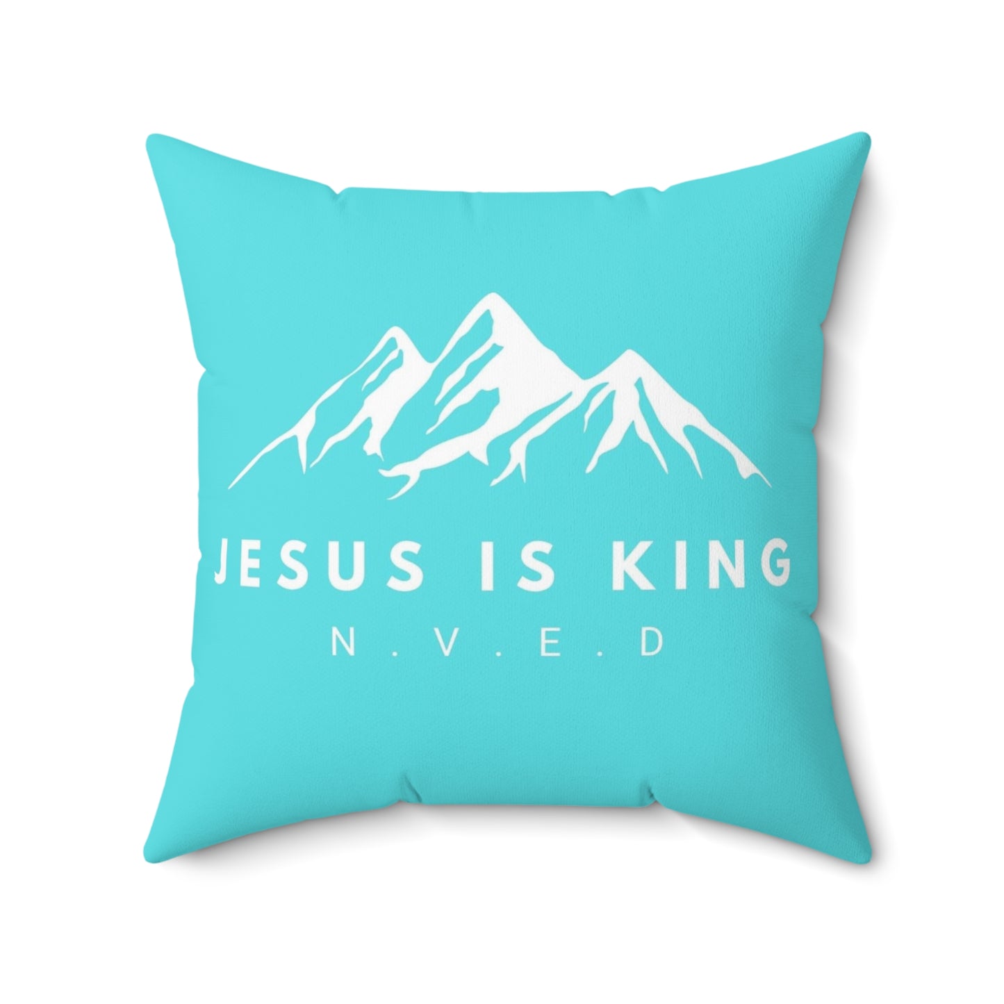 Jesus Is King Teal Pillow, Spun Polyester Square Pillow