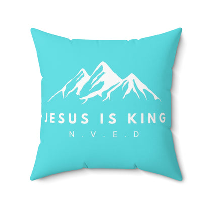 Jesus Is King Teal Pillow, Spun Polyester Square Pillow