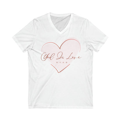 Unisex Jersey Short Sleeve V-Neck T-Shirts, Women's, God, Gift, Religious, Love, USA MADE
