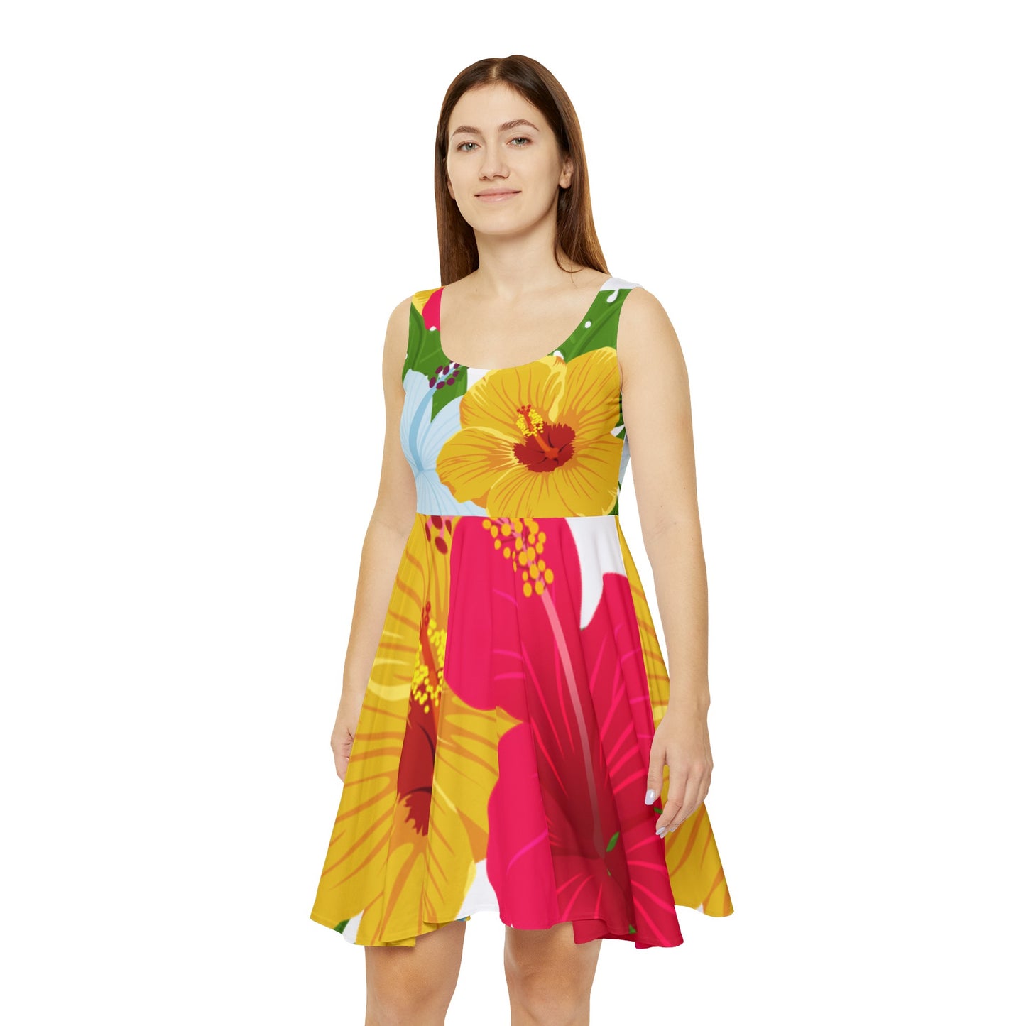 Summer Hibiscus Dress Women's Skater Dress (AOP)