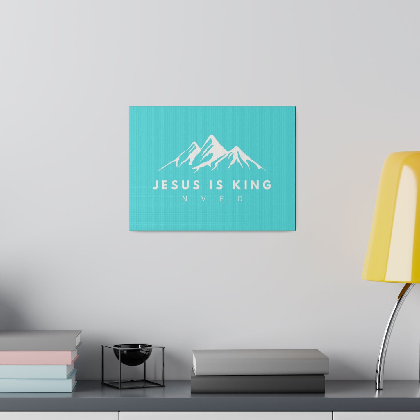 Jesus is King Teal Matte Canvas, Stretched, 0.75"