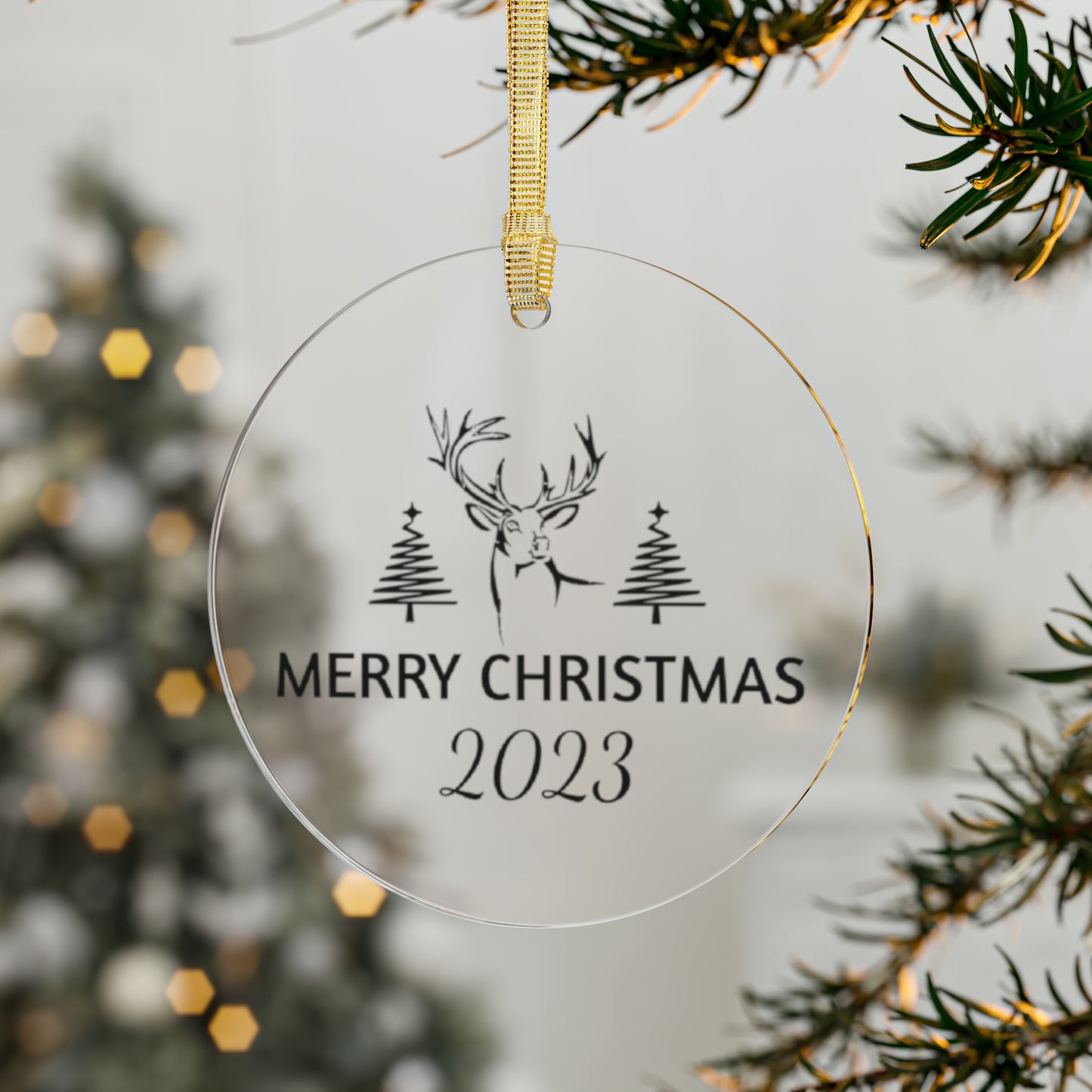 Christmas Trees and Deer 2023 Acrylic Ornaments