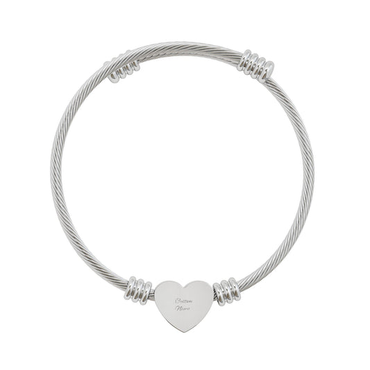 Add Your Name Heart Cuff Bracelet (Engraving)