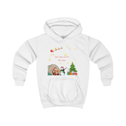 Kids Hoodie — Starry Night Christmas Bear with Hot Cocoa & Santa Sleigh