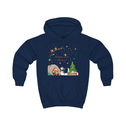 Kids Hoodie — Starry Night Christmas Bear with Hot Cocoa & Santa Sleigh