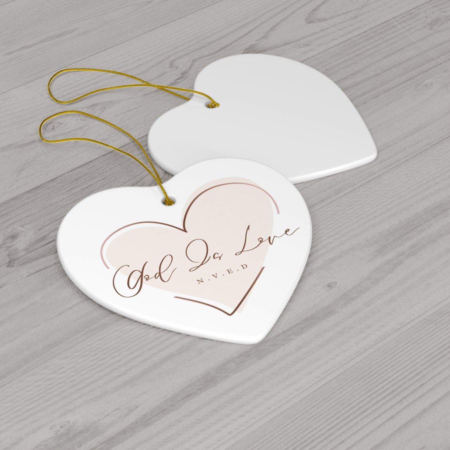 God Is Love Christmas Ceramic Ornament, 3 Shapes
