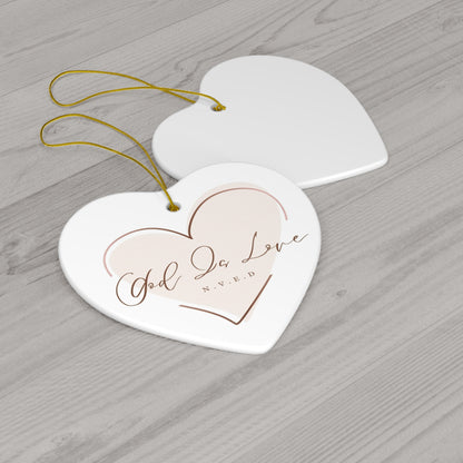 God Is Love Christmas Ceramic Ornament, 3 Shapes