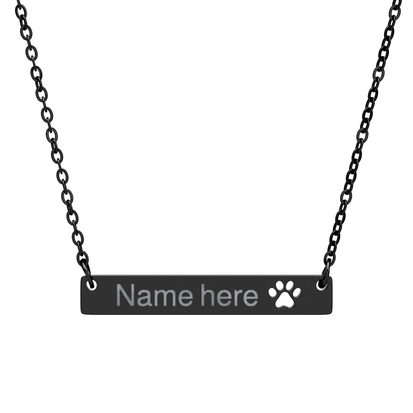Personalize Cutout Paw Bar Necklace (Engraving)