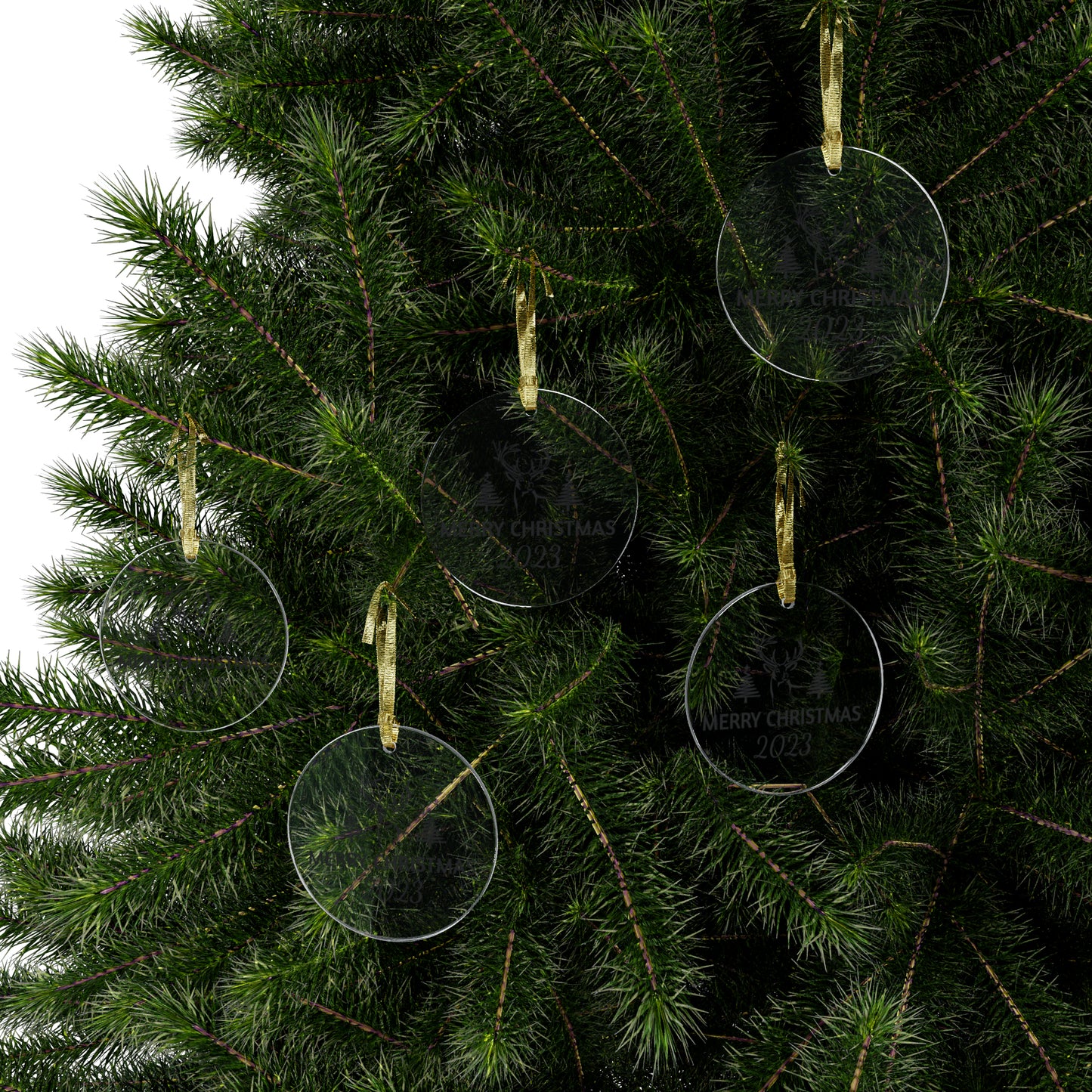 Christmas Trees and Deer 2023 Acrylic Ornaments