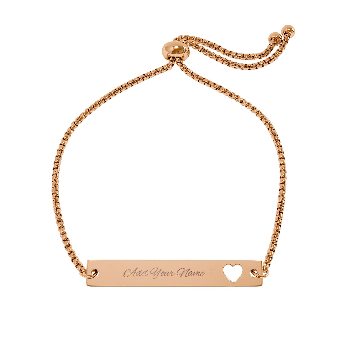 Personalize Name Best Ever Adjustable Flat Cutout Heart Bar Bracelet (Engraving)