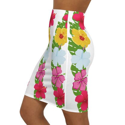 Aloha Flowers Women's Mid-Waist Pencil Skirt (AOP)