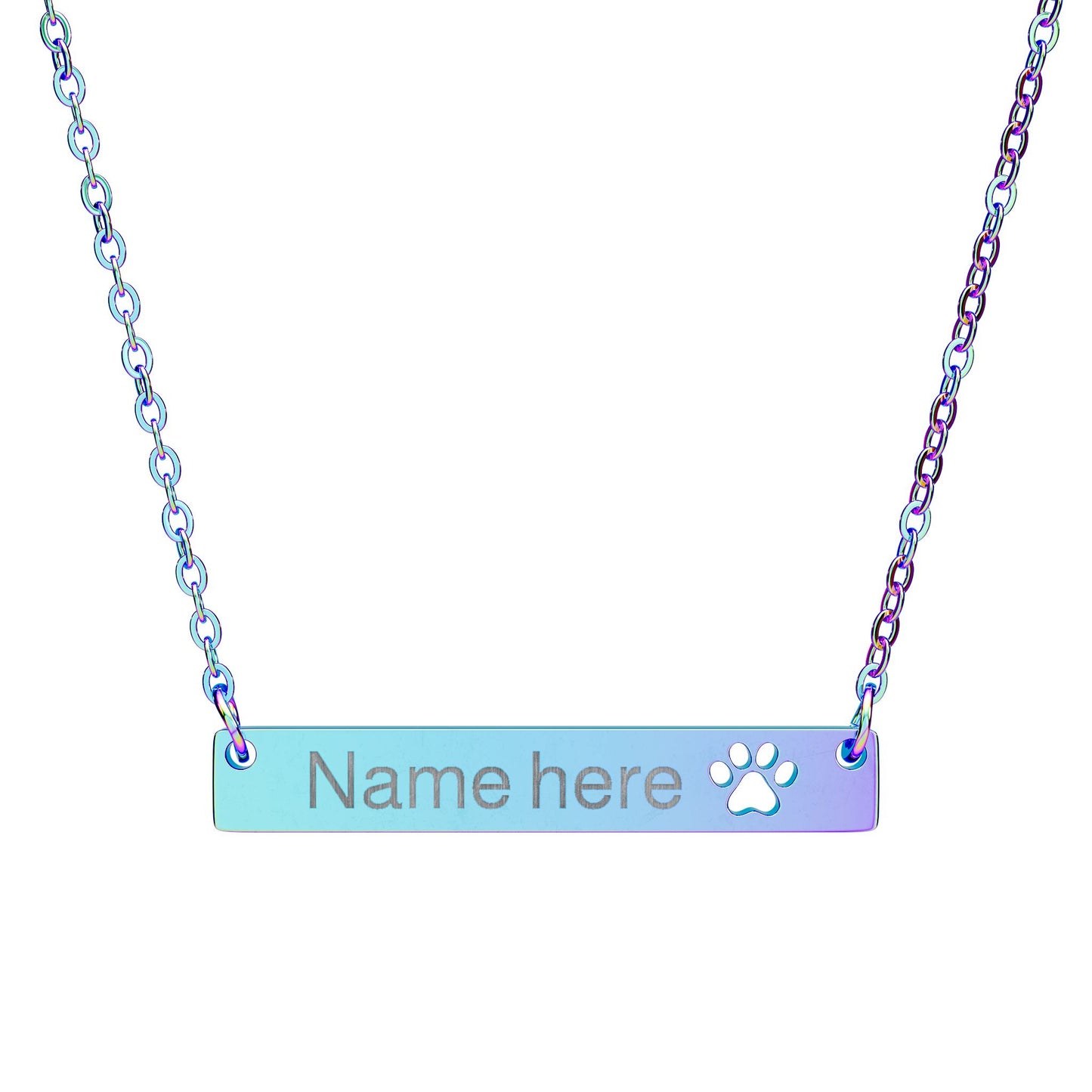 Personalize Cutout Paw Bar Necklace (Engraving)