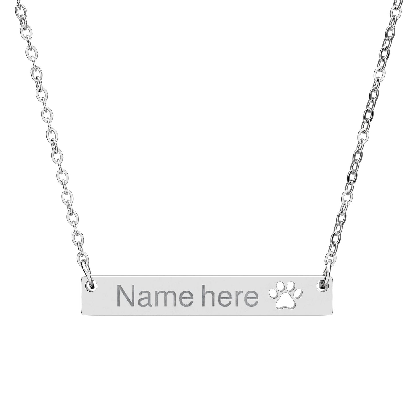 Personalize Cutout Paw Bar Necklace (Engraving)