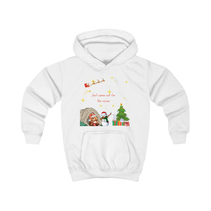 Kids Hoodie — Starry Night Christmas Bear with Hot Cocoa & Santa Sleigh