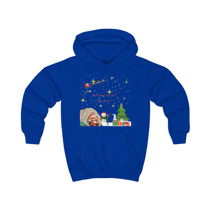 Kids Hoodie — Starry Night Christmas Bear with Hot Cocoa & Santa Sleigh