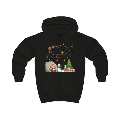 Kids Hoodie — Starry Night Christmas Bear with Hot Cocoa & Santa Sleigh