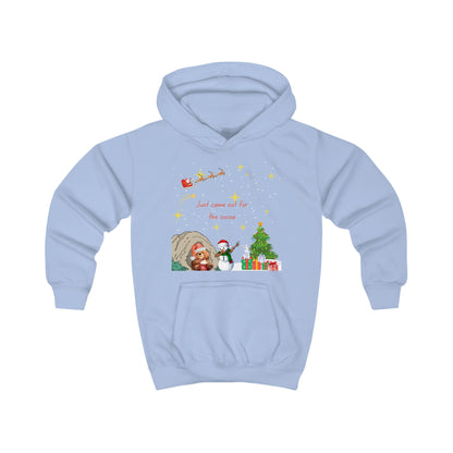 Kids Hoodie — Starry Night Christmas Bear with Hot Cocoa & Santa Sleigh