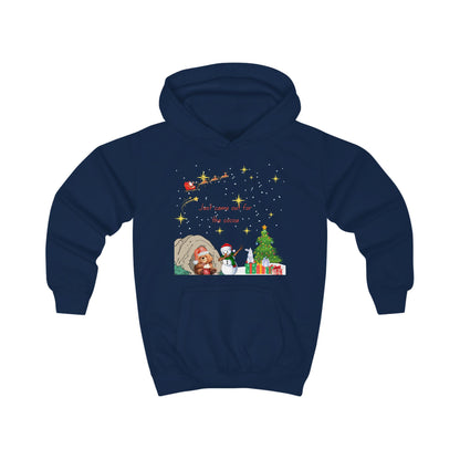 Kids Hoodie — Starry Night Christmas Bear with Hot Cocoa & Santa Sleigh