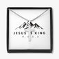 Personalized Stainless-steel Cross with snake chain Jesus Is King - Christians Unite  Best Gift for all occasions