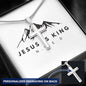 Personalized Stainless-steel Cross with snake chain Jesus Is King - Christians Unite  Best Gift for all occasions