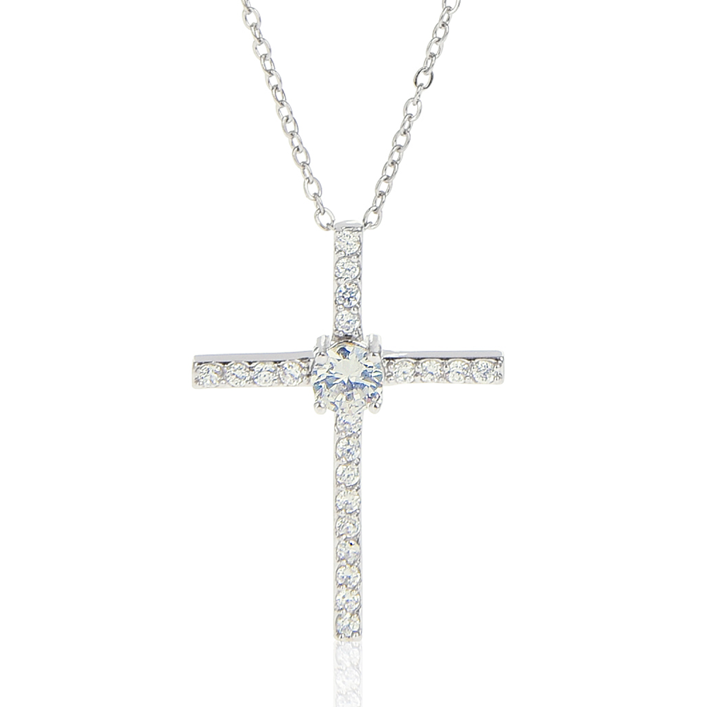 14K White Gold Dipped Cubic Zirconia Stones Beautiful Womens Necklace best gift for all occasions Weddings, Baptisms, Birthdays, Christmas and and all ages